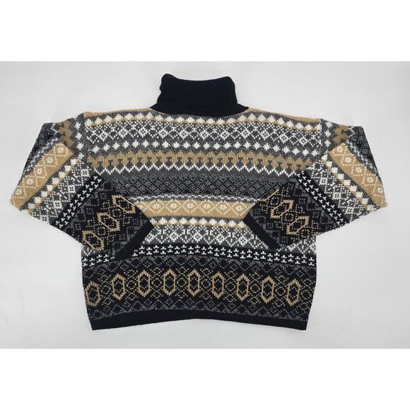 Vintage 80s Glamour-Knit Fair Isle Turtleneck Sweater - Picture 4 of 4